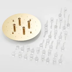 Plafón Lindby Gillion, 4 luces, dorada, cristal, Ø 35 cm