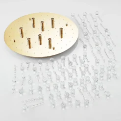 Plafón Lindby Gillion, 8 luces, dorado, cristal, Ø 55cm