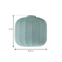 Plafón Lindby Helin, azul, tela, Ø 35 cm