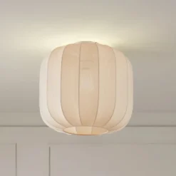 Plafón Lindby Helin, beige, tela, Ø 35 cm