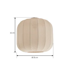 Plafón Lindby Helin, beige, tela, Ø 35 cm