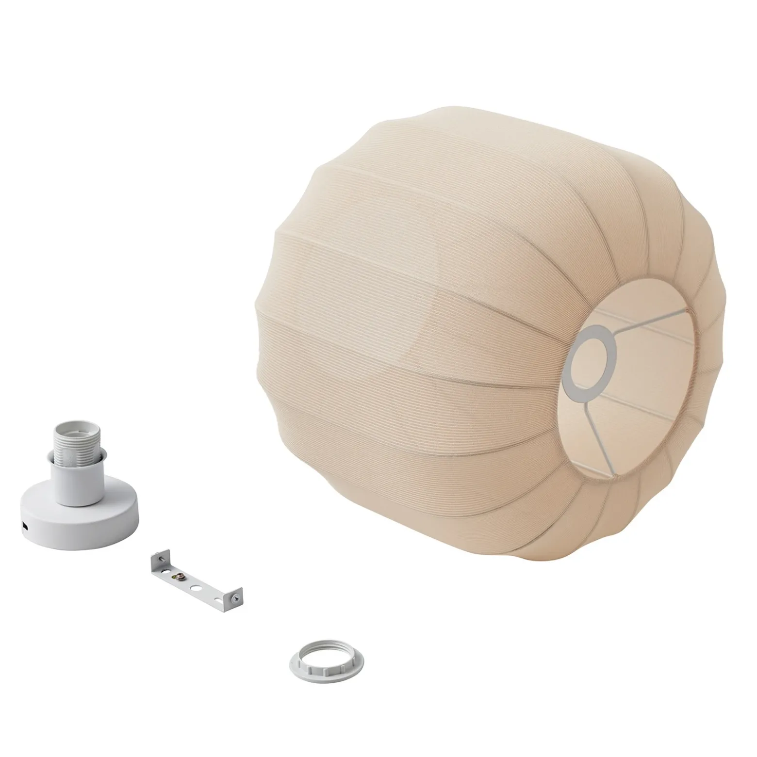 Plafón Lindby Helin, beige, tela, Ø 35 cm