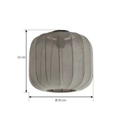 Plafón Lindby Helin, gris, tela, Ø 35 cm