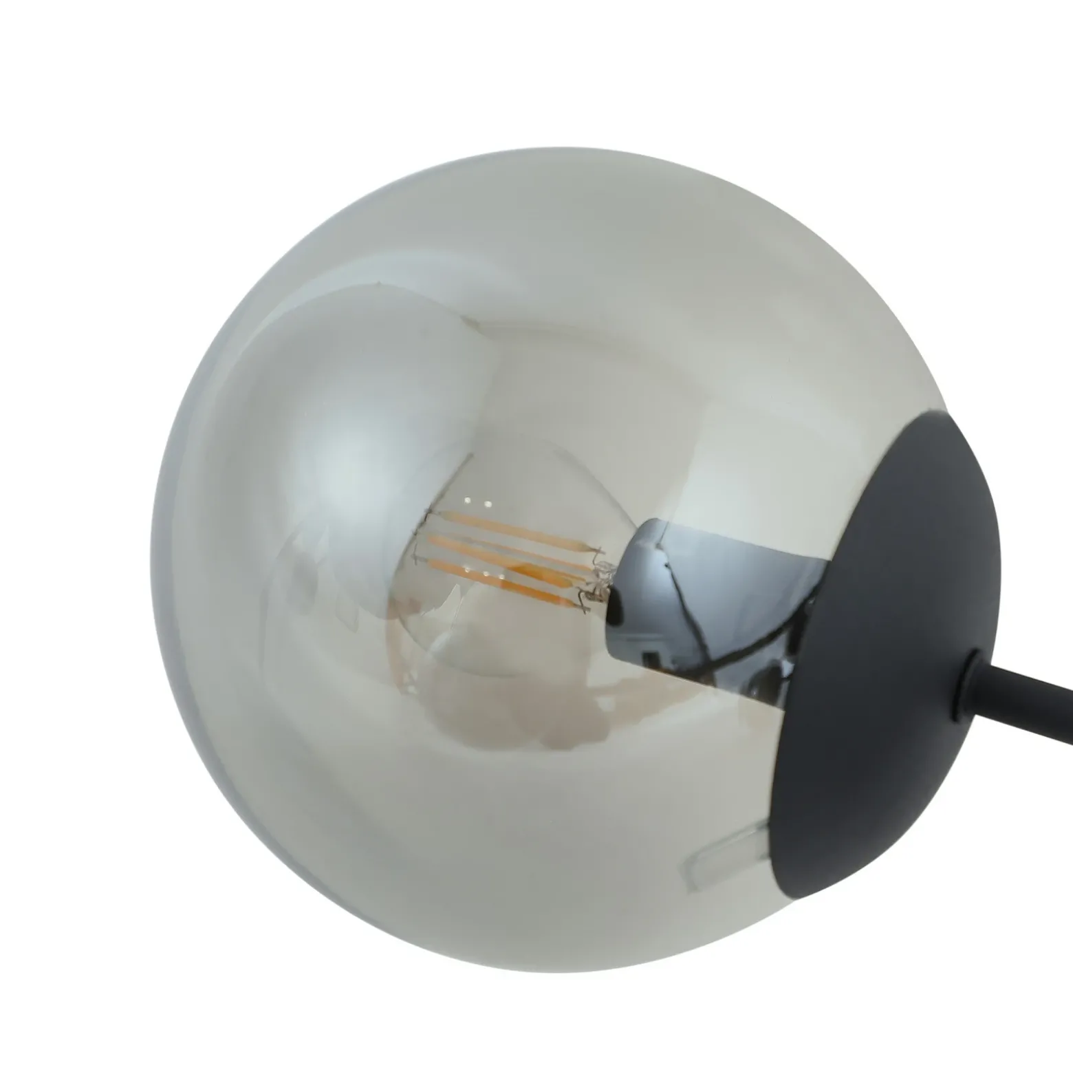 Plafón Lindby Isamer, gris humo, Ø 80 cm, globo