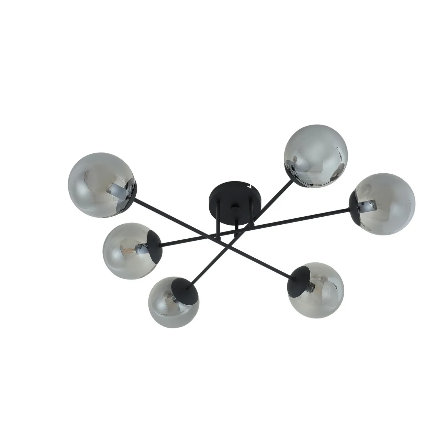 Plafón Lindby Isamer, gris humo, Ø 80 cm, globo