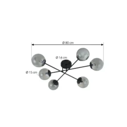 Plafón Lindby Isamer, gris humo, Ø 80 cm, globo