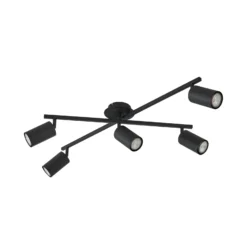 Plafón Lindby Joffrey, 78 cm, negro, 5 luces, GU10