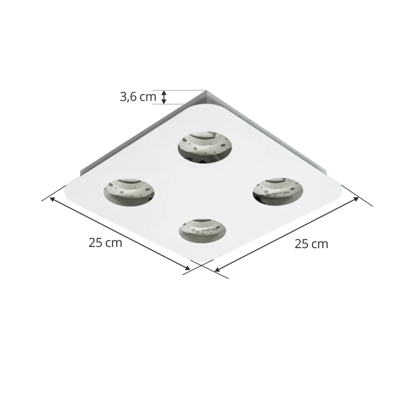 Plafón Lindby Jyla, blanco mate, 25 x 25 cm, 4 luces