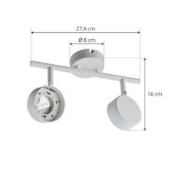 Plafón Lindby Jyla, 2 luces, blanco mate