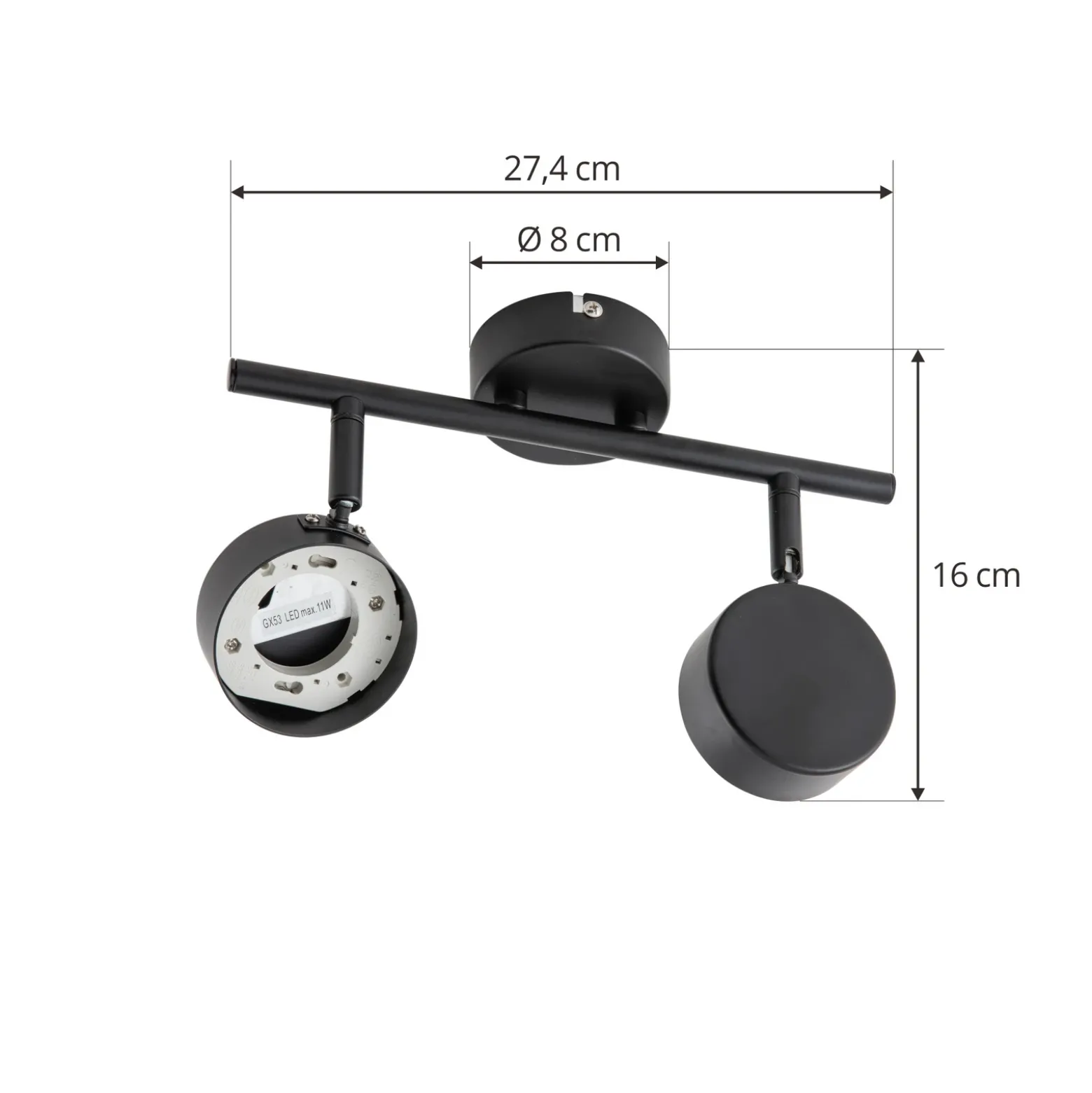 Plafón Lindby Jyla, 2 luces, negro mate