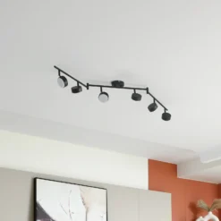 Plafón Lindby Jyla, 6 luces, negro mate