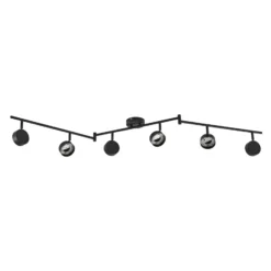 Plafón Lindby Jyla, 6 luces, negro mate