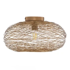 Plafón Lindby Kaviya, dorado, Ø 40 cm, hierro, E27