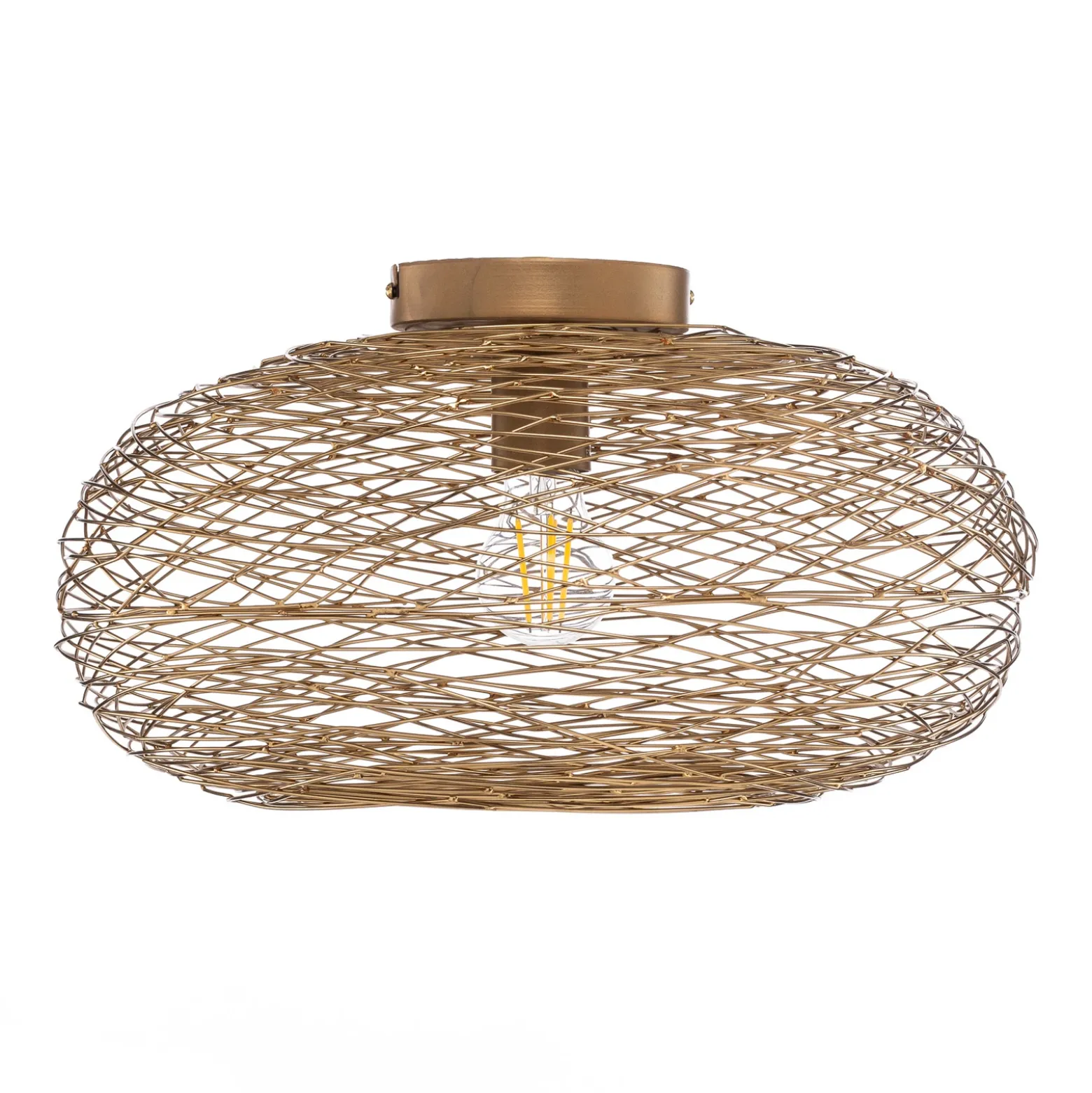 Plafón Lindby Kaviya, dorado, Ø 40 cm, hierro, E27