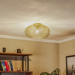 Plafón Lindby Kaviya, dorado, Ø 40 cm, hierro, E27