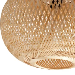 Plafón Lindby Kessia, bambú natural, Ø 40 cm