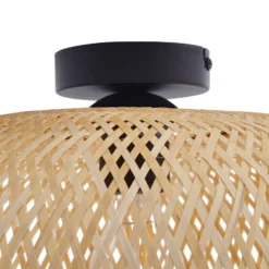 Plafón Lindby Kessia, bambú natural, Ø 40 cm