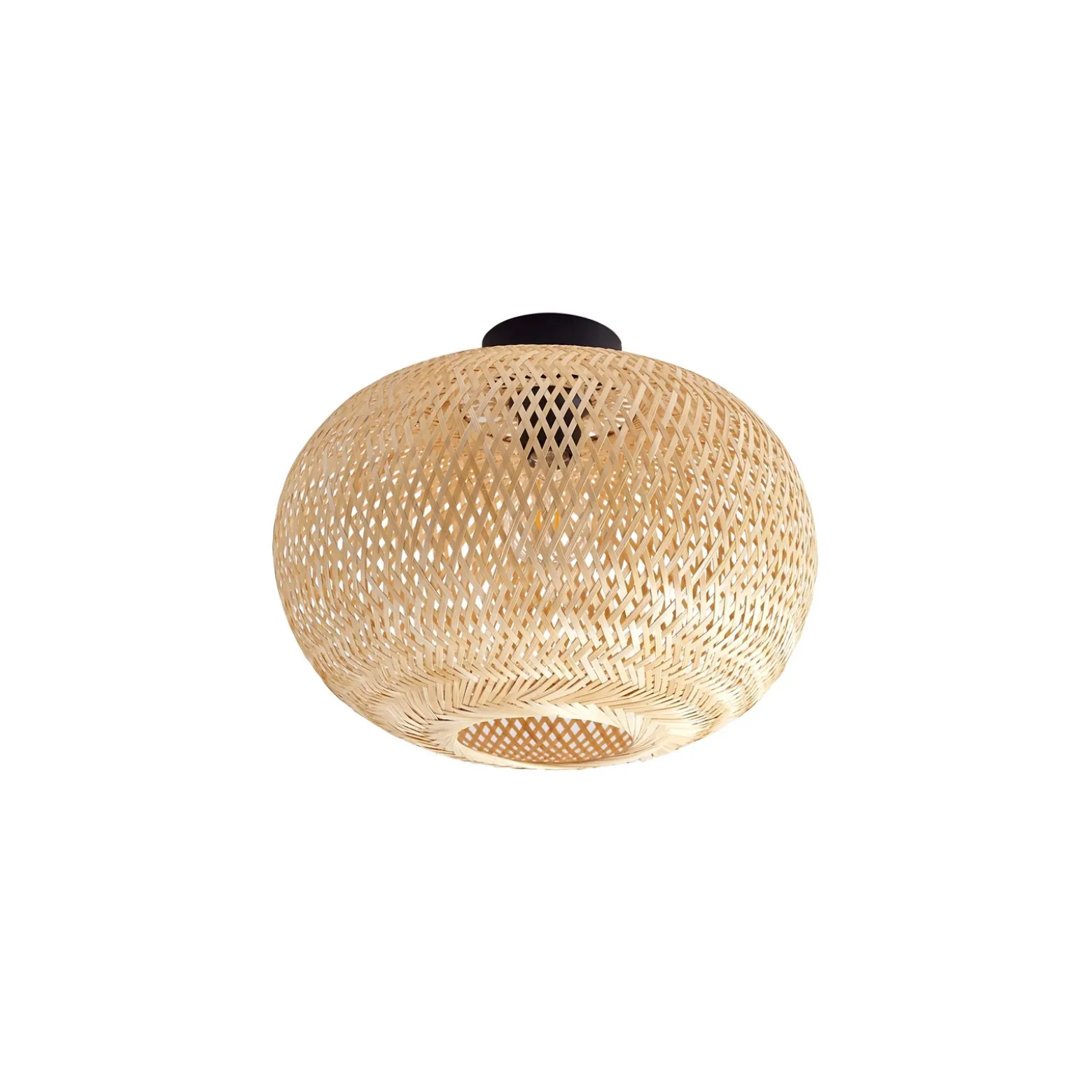 Plafón Lindby Kessia, bambú natural, Ø 40 cm