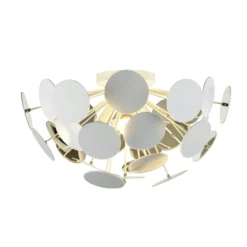 Plafón Lindby Kinan, Ø 54 cm, blanco, metal, E14