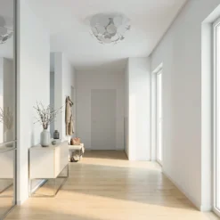 Plafón Lindby Kinan, Ø 54 cm, blanco, metal, E14