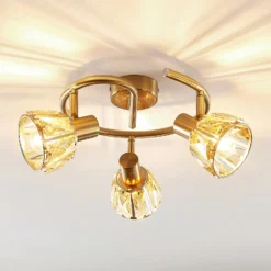 Plafón Lindby Kosta, 47 cm, 3 luces, color latón