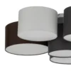 Plafón Lindby Laurenz, 6 luces, gris/marrón, textil