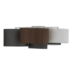 Plafón Lindby Laurenz, 6 luces, gris/marrón, textil