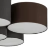 Plafón Lindby Laurenz, 6 luces, gris/marrón, textil