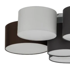 Plafón Lindby Laurenz, 6 luces, gris/marrón, textil
