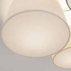 Plafón Lindby Laurenz, 5 luces, marrón/beige, textil