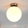 Plafón Lindby Lennie, blanco, cristal, Ø 20 cm, IP44, E27