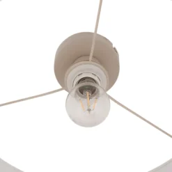 Plafón Lindby Libbie, Ø 45 cm, lino, color crema
