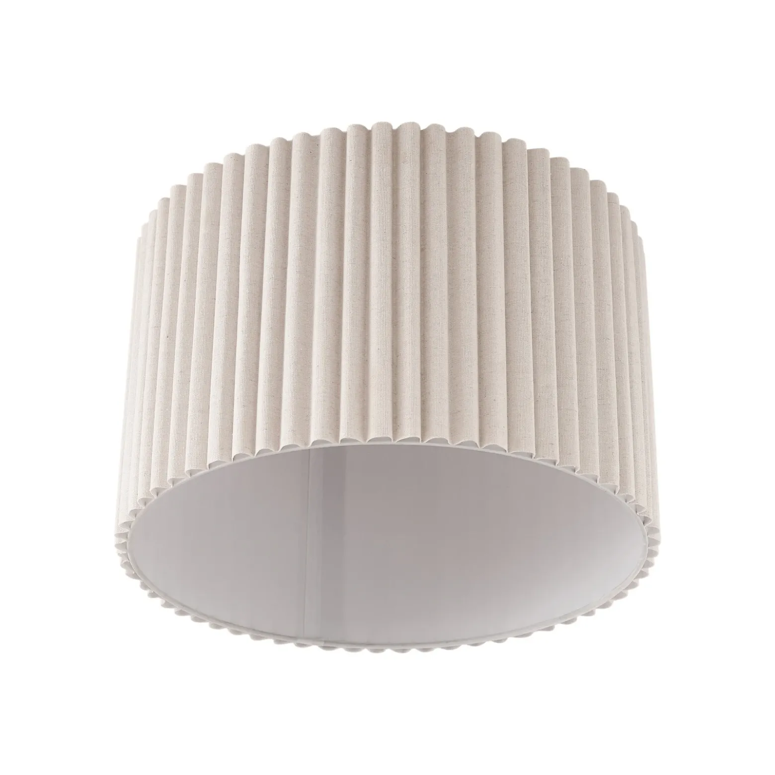 Plafón Lindby Libbie, Ø 45 cm, lino, color crema