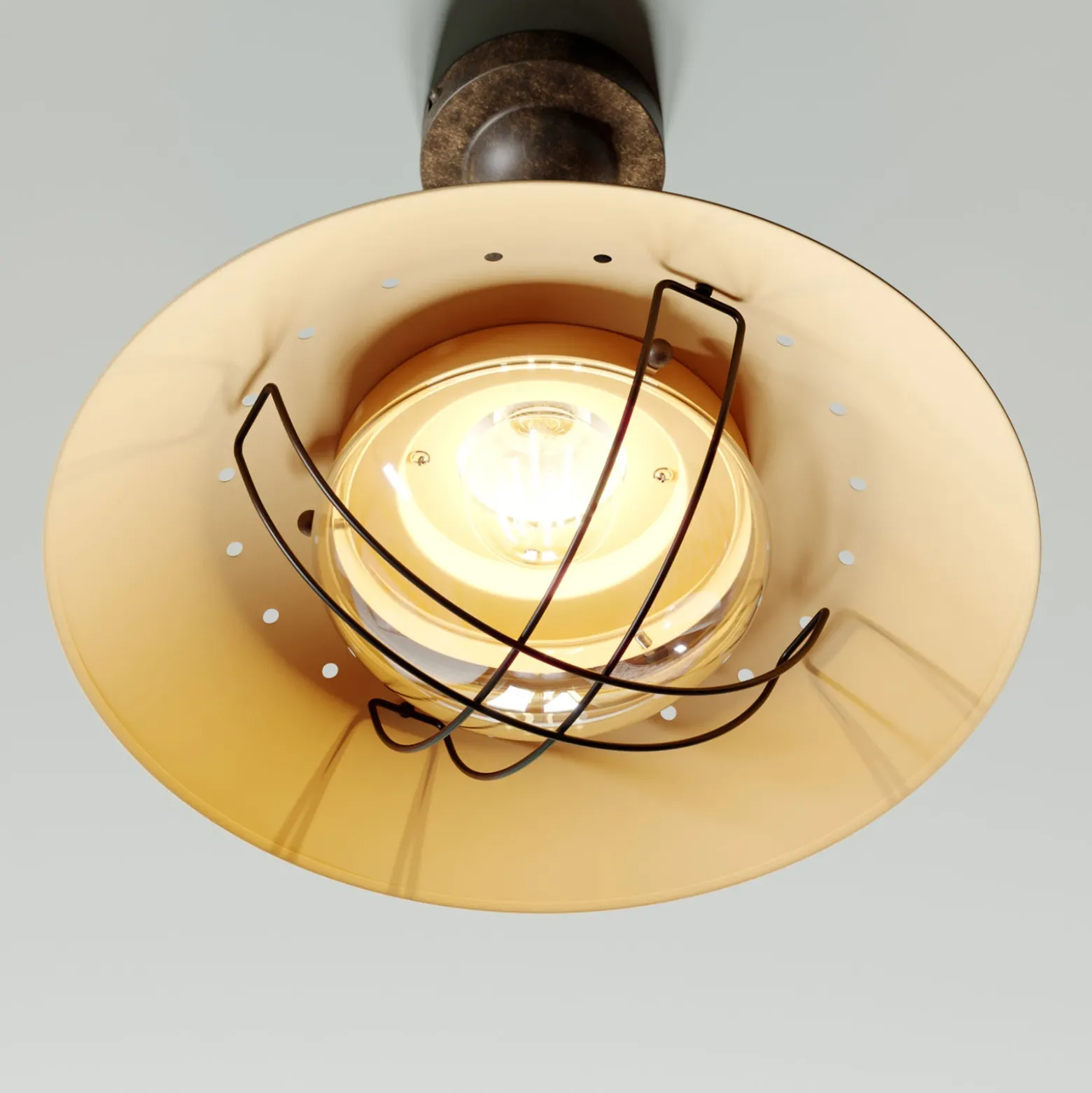 Plafón Lindby Louisanne, marrón, metal, Ø 35cm