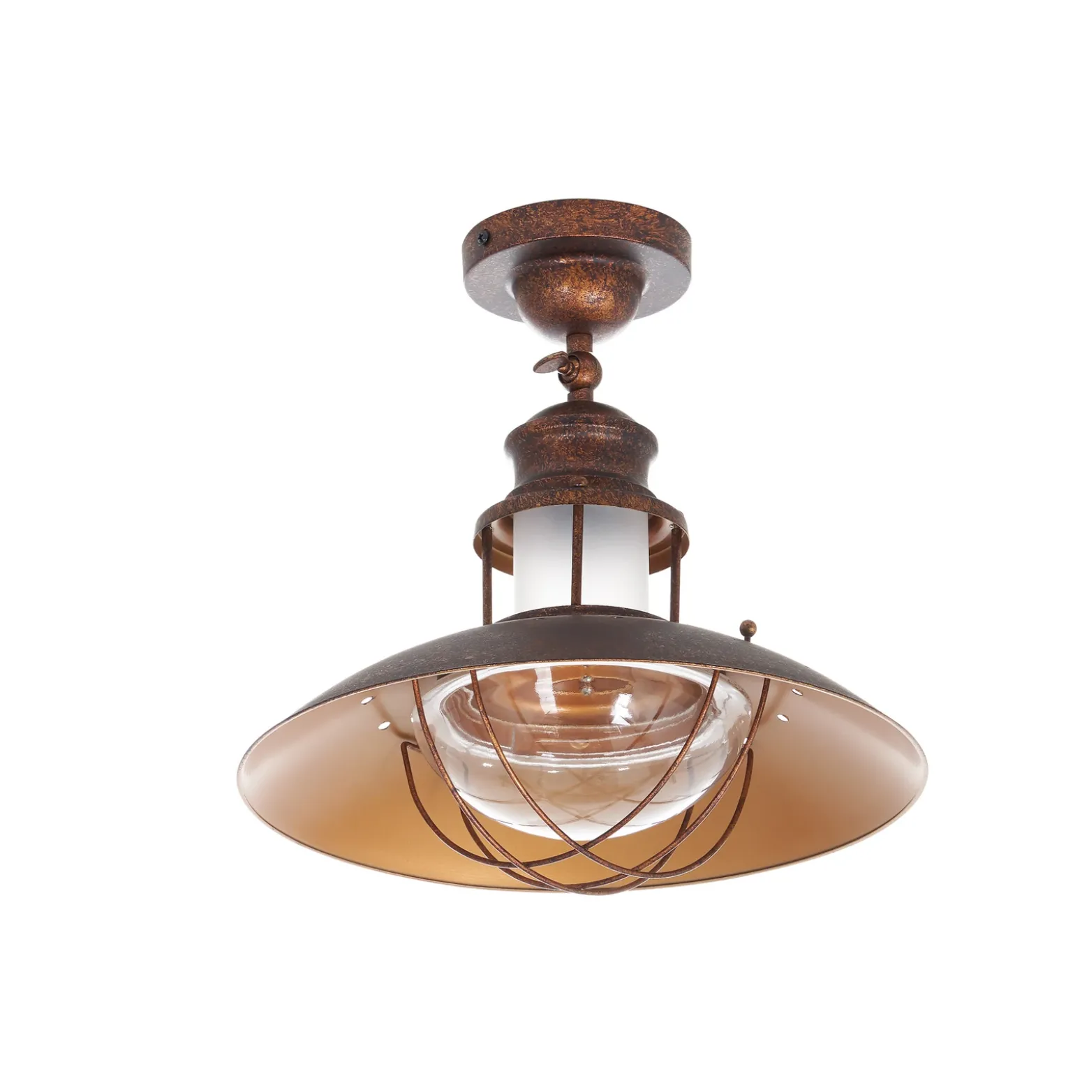 Plafón Lindby Louisanne, marrón, metal, Ø 35cm