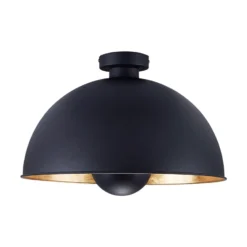 Plafón Lindby Lya, Ø 40 cm, negro-oro, metal