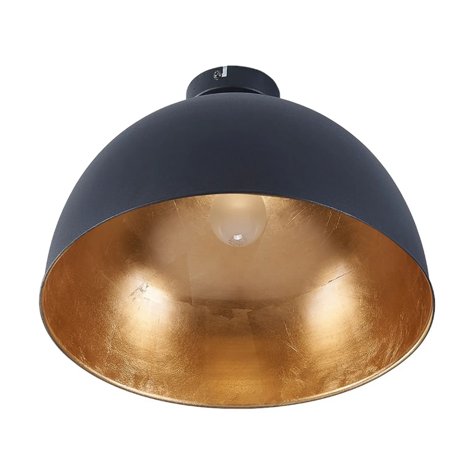 Plafón Lindby Lya, Ø 40 cm, negro-oro, metal