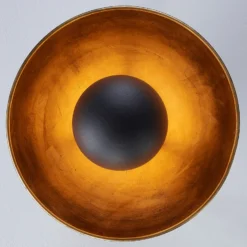 Plafón Lindby Lya, Ø 31 cm, negro-oro, metal, E27