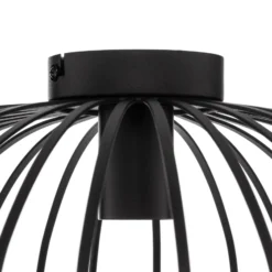 Plafón Lindby Maivi, negro, 50 cm, hierro, jaula