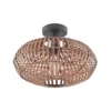 Plafón Lindby Majeora, Ø 40 cm, marrón, bambú