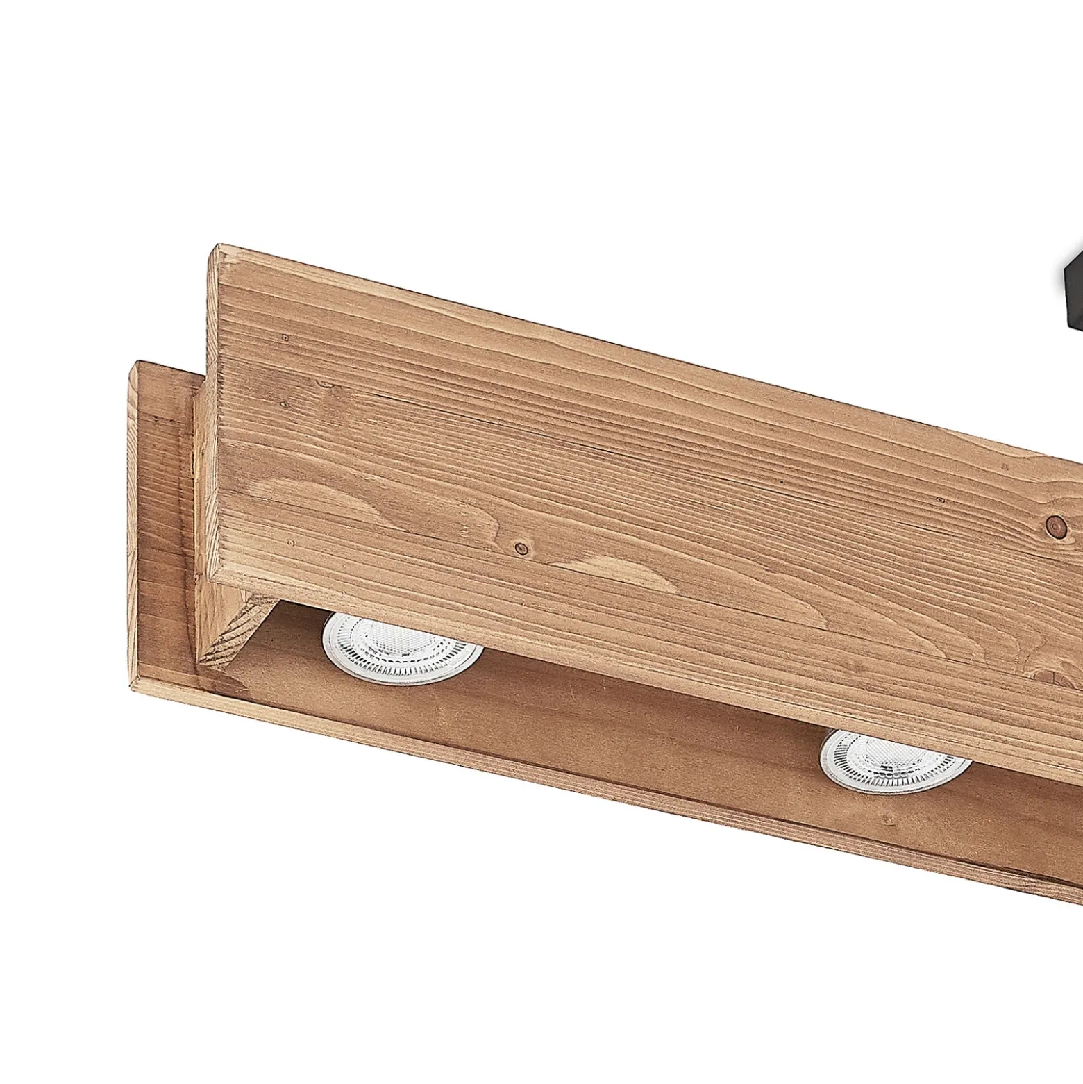 Plafón Lindby Malwin, GU10, 100 cm de largo, 6 luces, madera