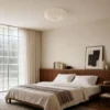 Plafón Lindby Marielle, Ø 55 cm, blanca, de tela, 3x E27