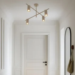 Plafón Lindby Marilou, beige, 4 luces, Ø 70 cm