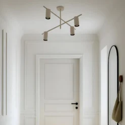 Plafón Lindby Marilou, beige, 4 luces, Ø 70 cm