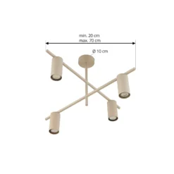 Plafón Lindby Marilou, beige, 4 luces, Ø 70 cm