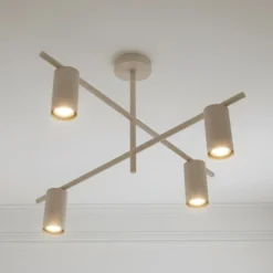 Plafón Lindby Marilou, beige, 4 luces, Ø 70 cm