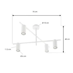 Plafón Lindby Marilou, blanco, de 4 luces, Ø 70 cm
