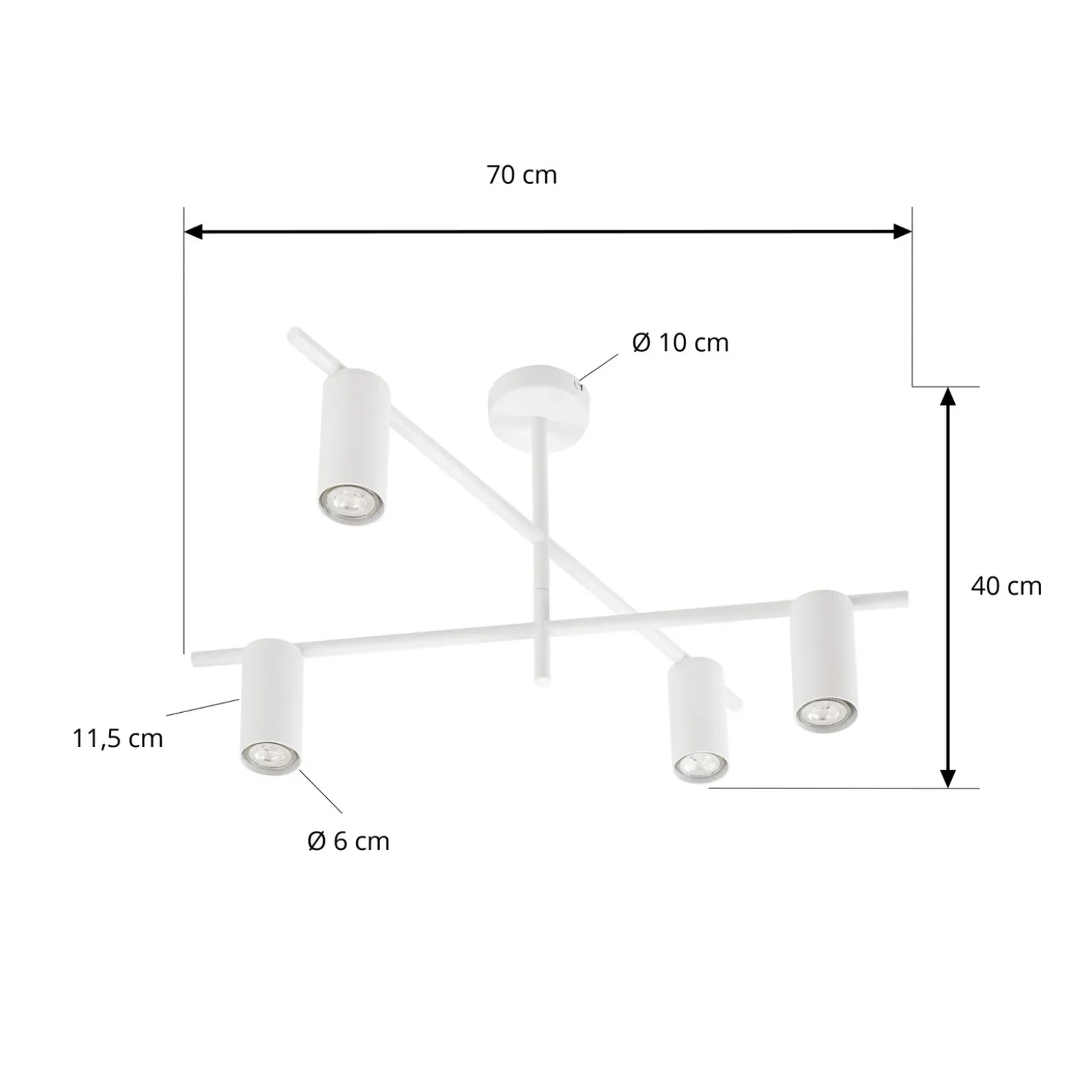 Plafón Lindby Marilou, blanco, de 4 luces, Ø 70 cm