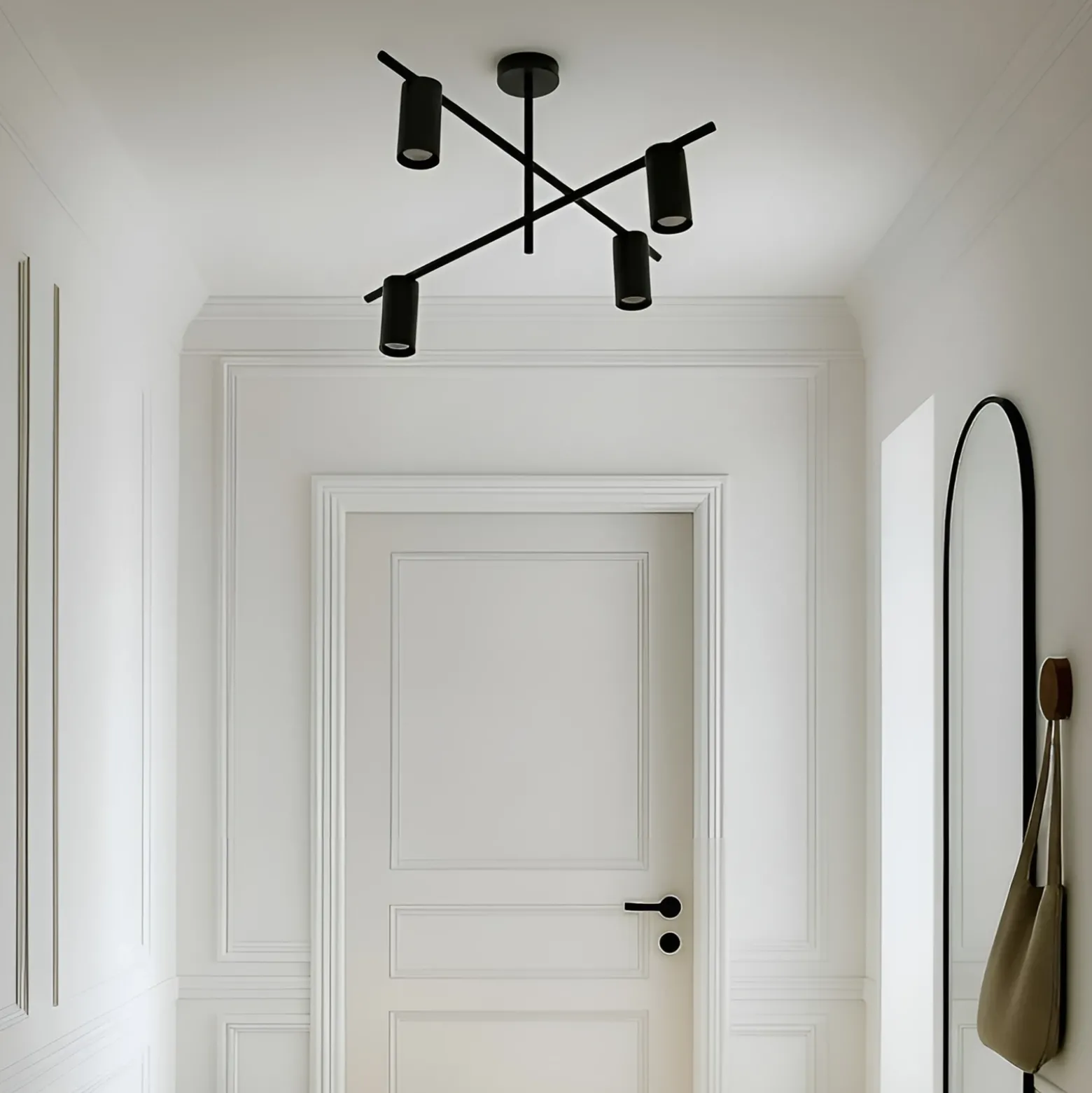 Plafón Lindby Marilou, negro arena, 4 luces, Ø 70cm