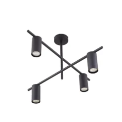 Plafón Lindby Marilou, negro arena, 4 luces, Ø 70cm